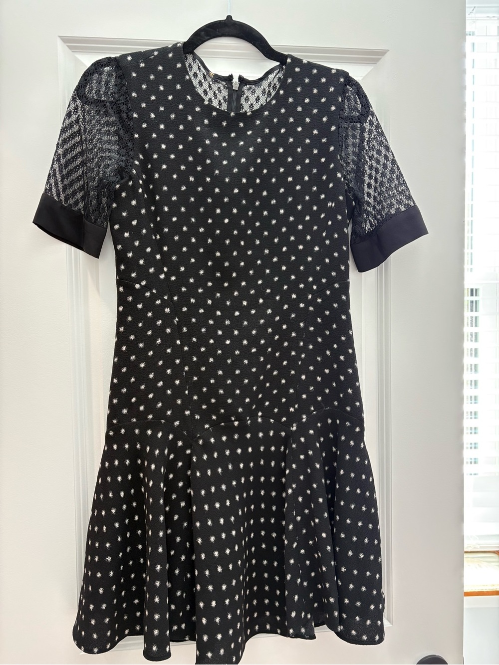 Rebecca Taylor Black Dress with White Dot Pattern